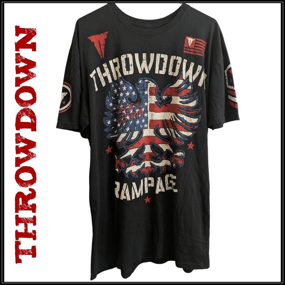 Vintage Affliction THROWDOWN Quinton "Rampage" Jackson UFC Walkout Shirt Men XL